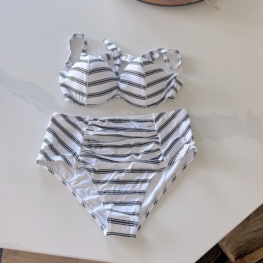 *NEW* two piece striped bathing suit